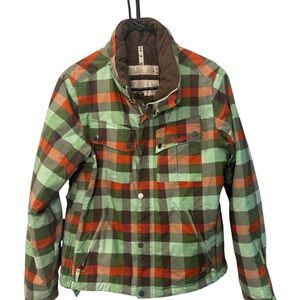 Burton Jacket s.M Green Plaid Snow Ski Coat Insulated Snowboard size L